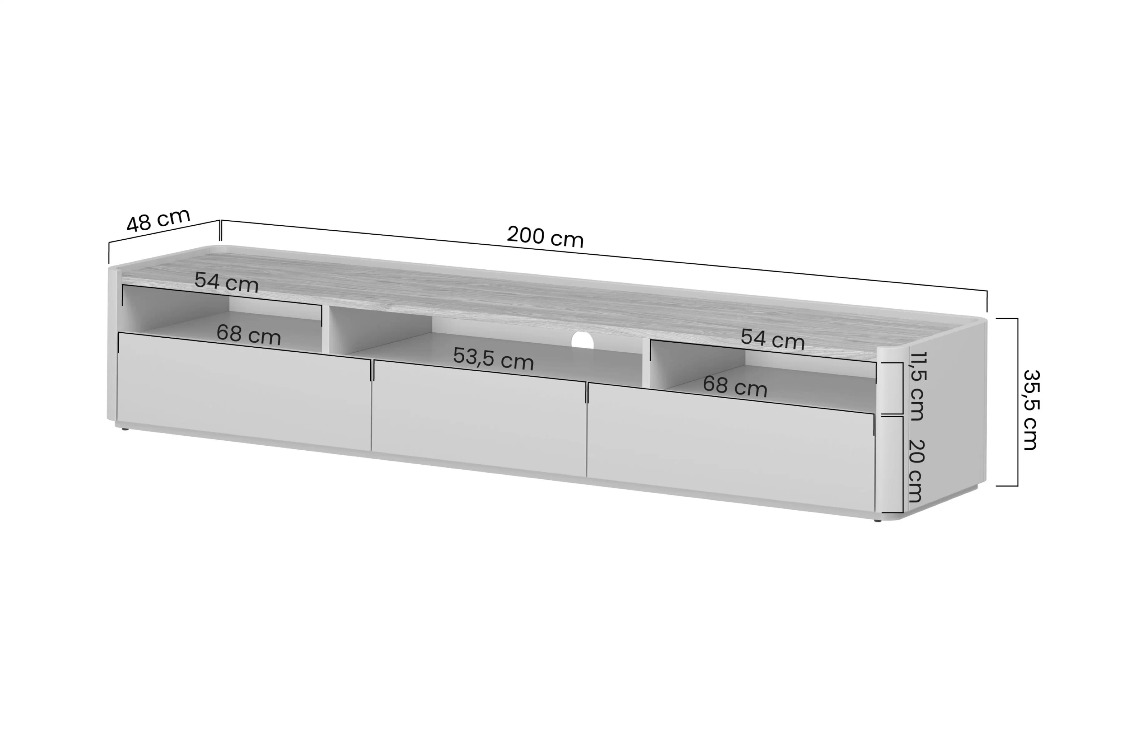 TV skrinka Elivo 200 cm - eukaliptus / Dub baltic dune