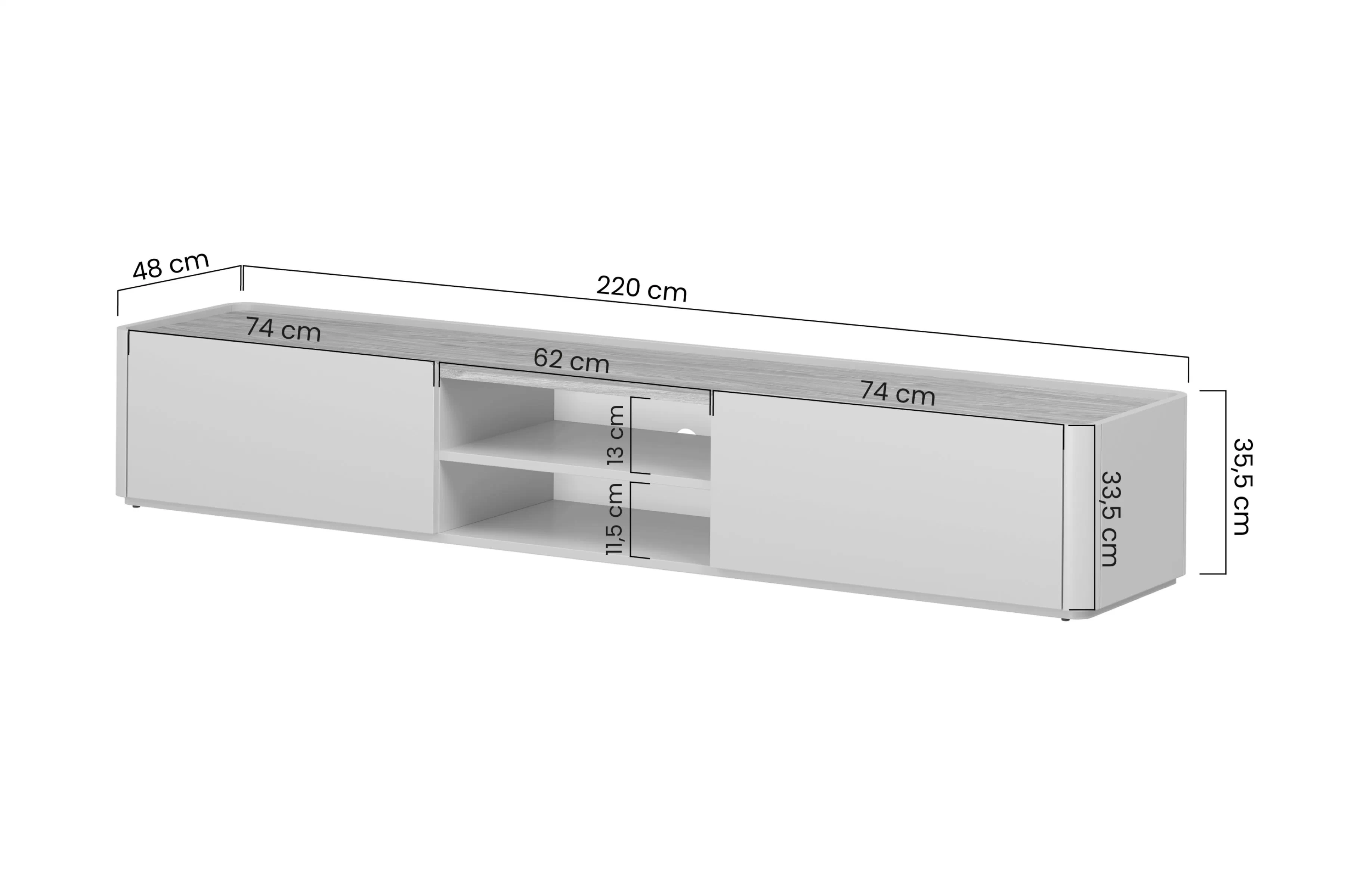 TV skrinka Elivo 220 cm - eukaliptus / Dub baltic dune