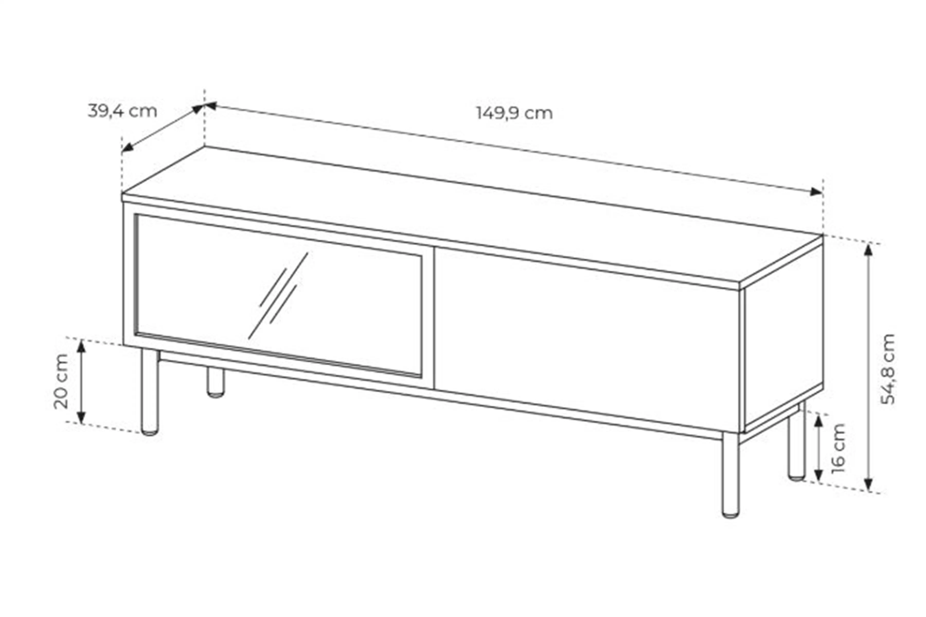 TV skrinka Noro 150 cm s osvetlením LED - Dub evoke / Čierny