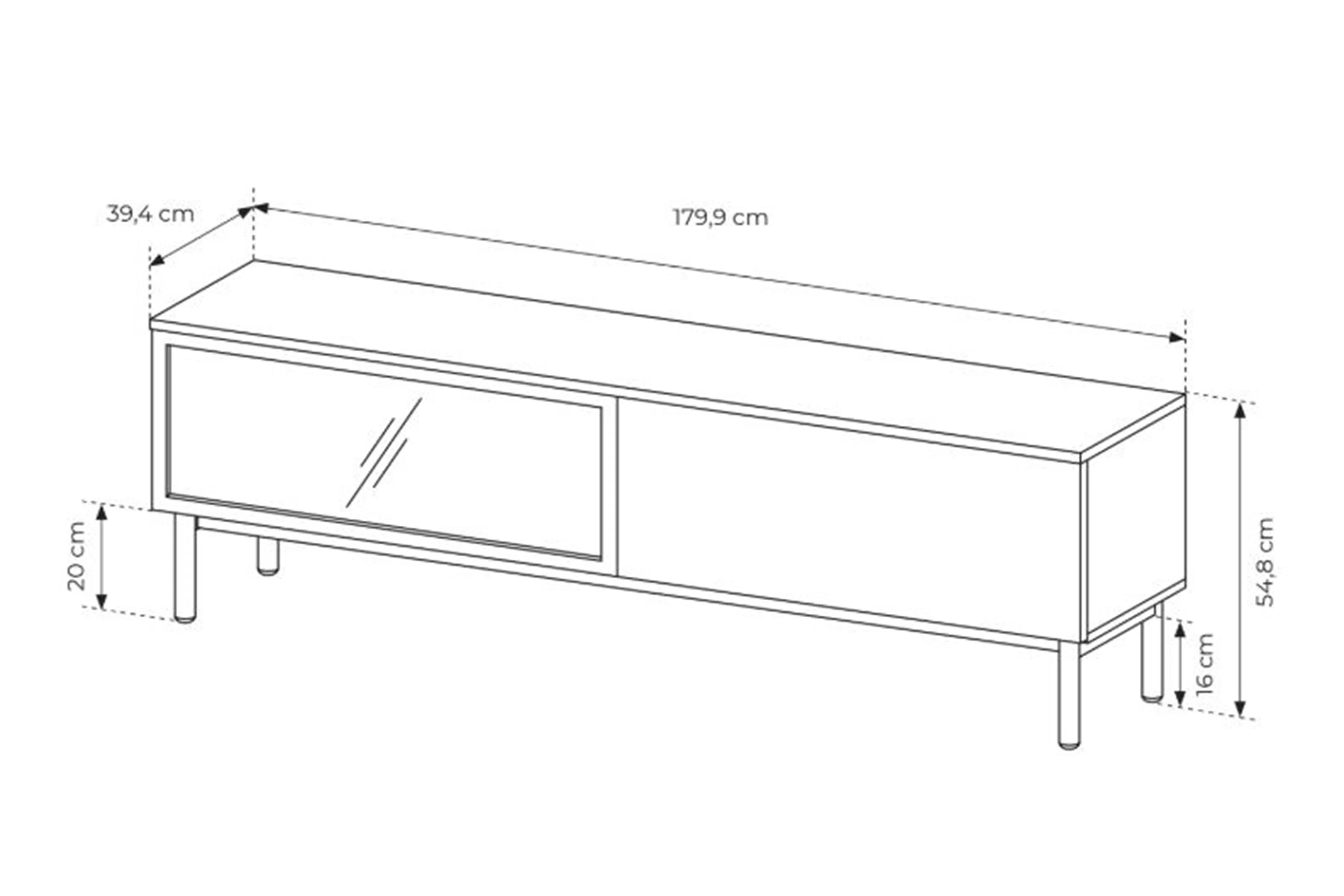 TV skrinka Noro 180 cm s osvetlením LED - Dub evoke / Čierny