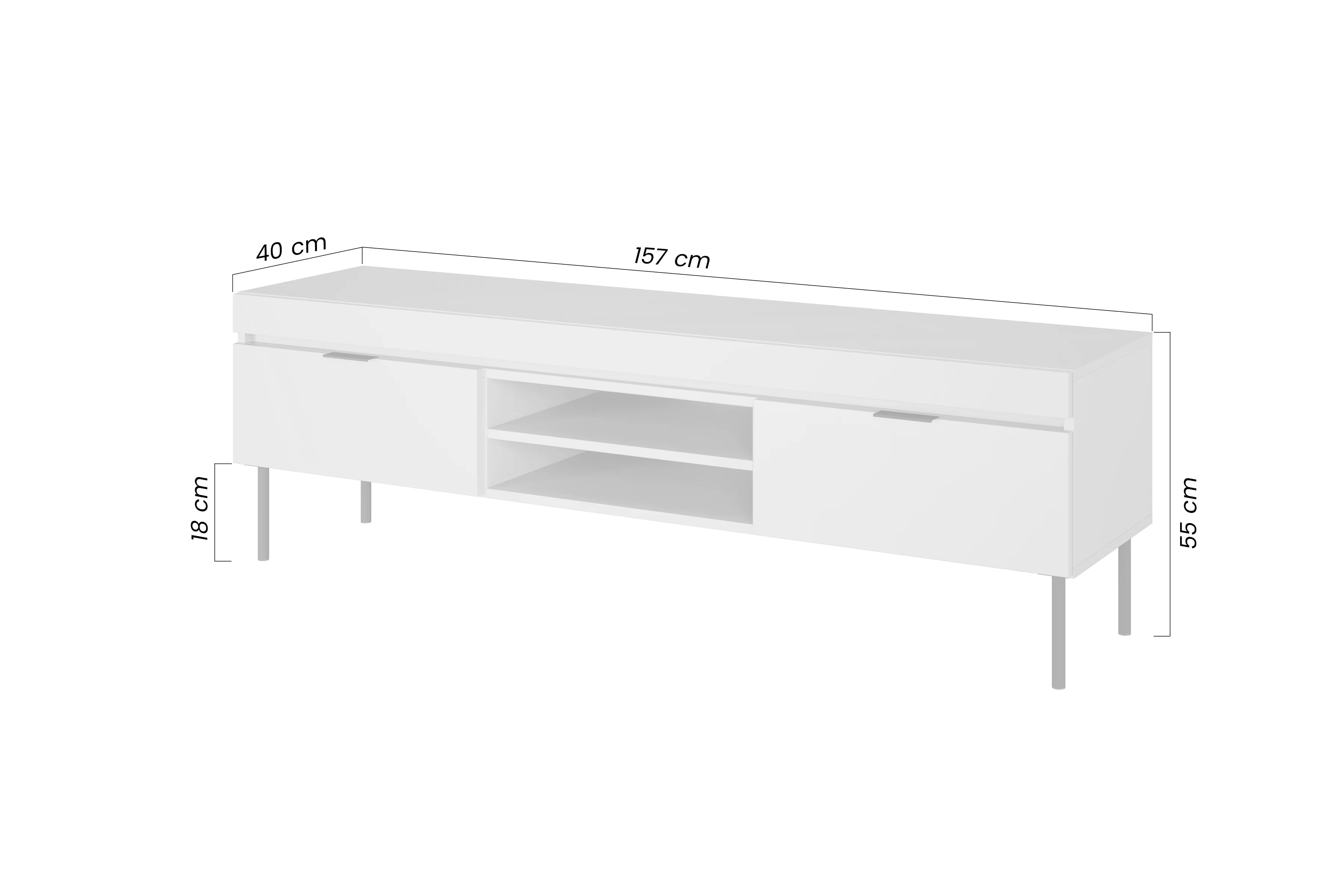 TV skrinka Sentia 157 na kovových nohách - Čierny / Čierny 