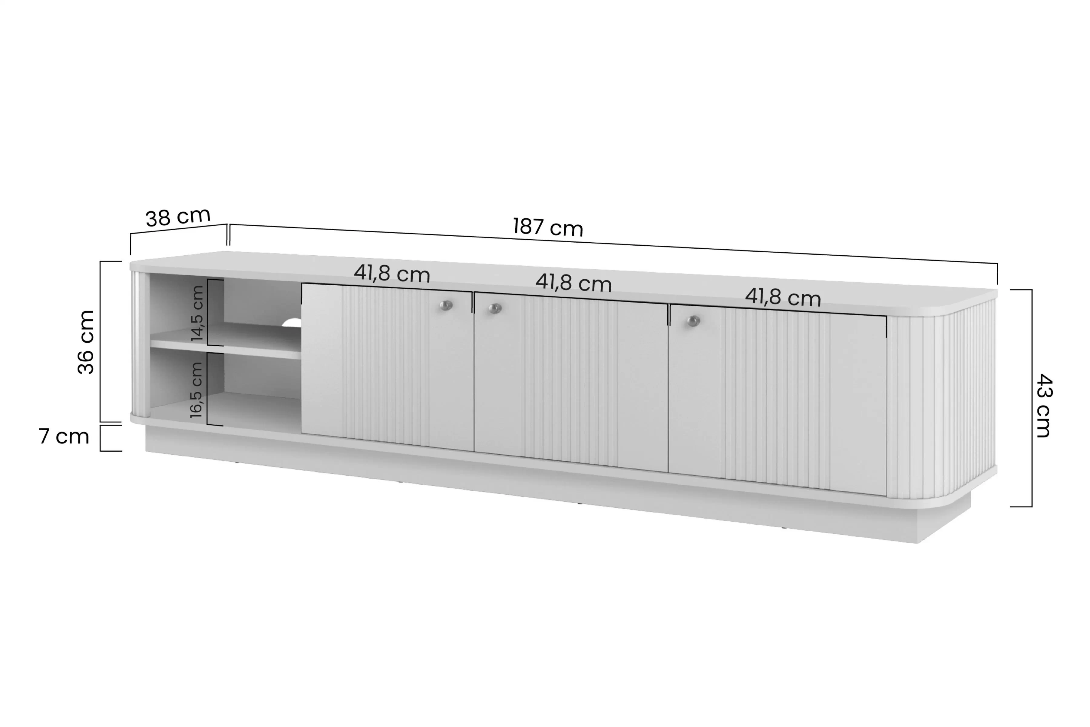TV skrinka Vesper 3D 187 cm - Čierny / zlote úchyty