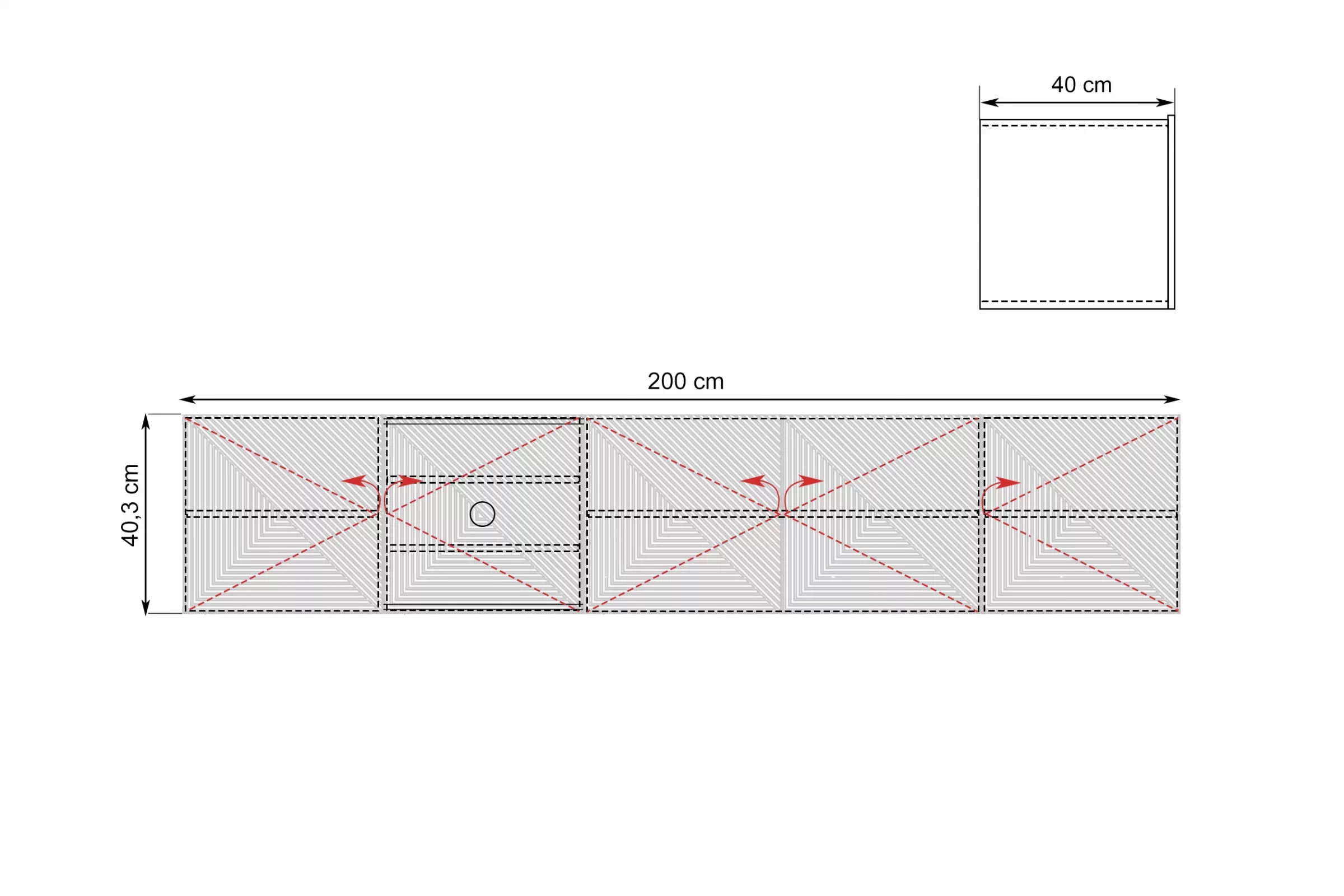 TV skrinka závesná Asha 200 cm s frézovaným frontom - Čierny mat