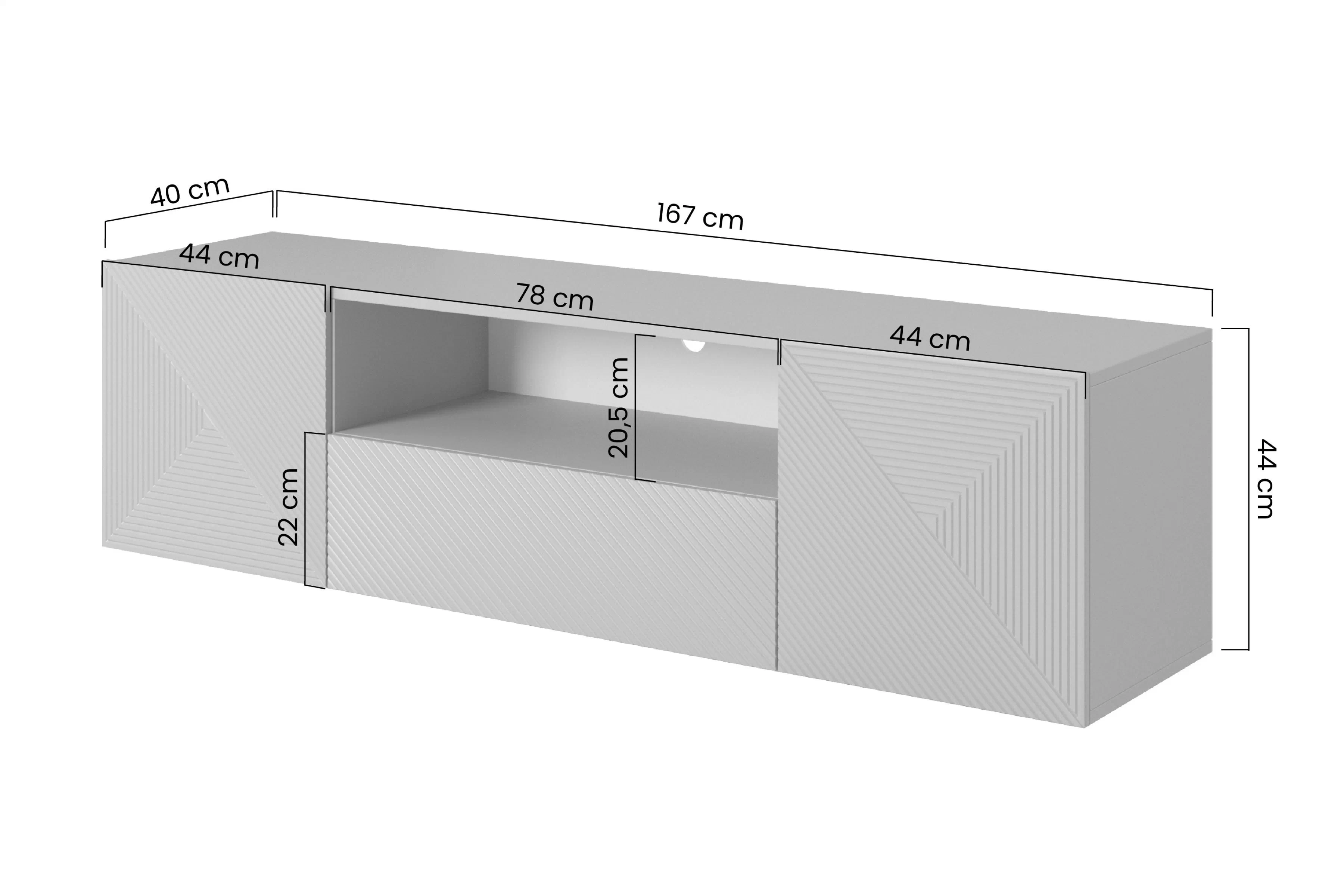 TV skrinka závesná z szuflada Asha 167 cm - artisan / rivier stone mat