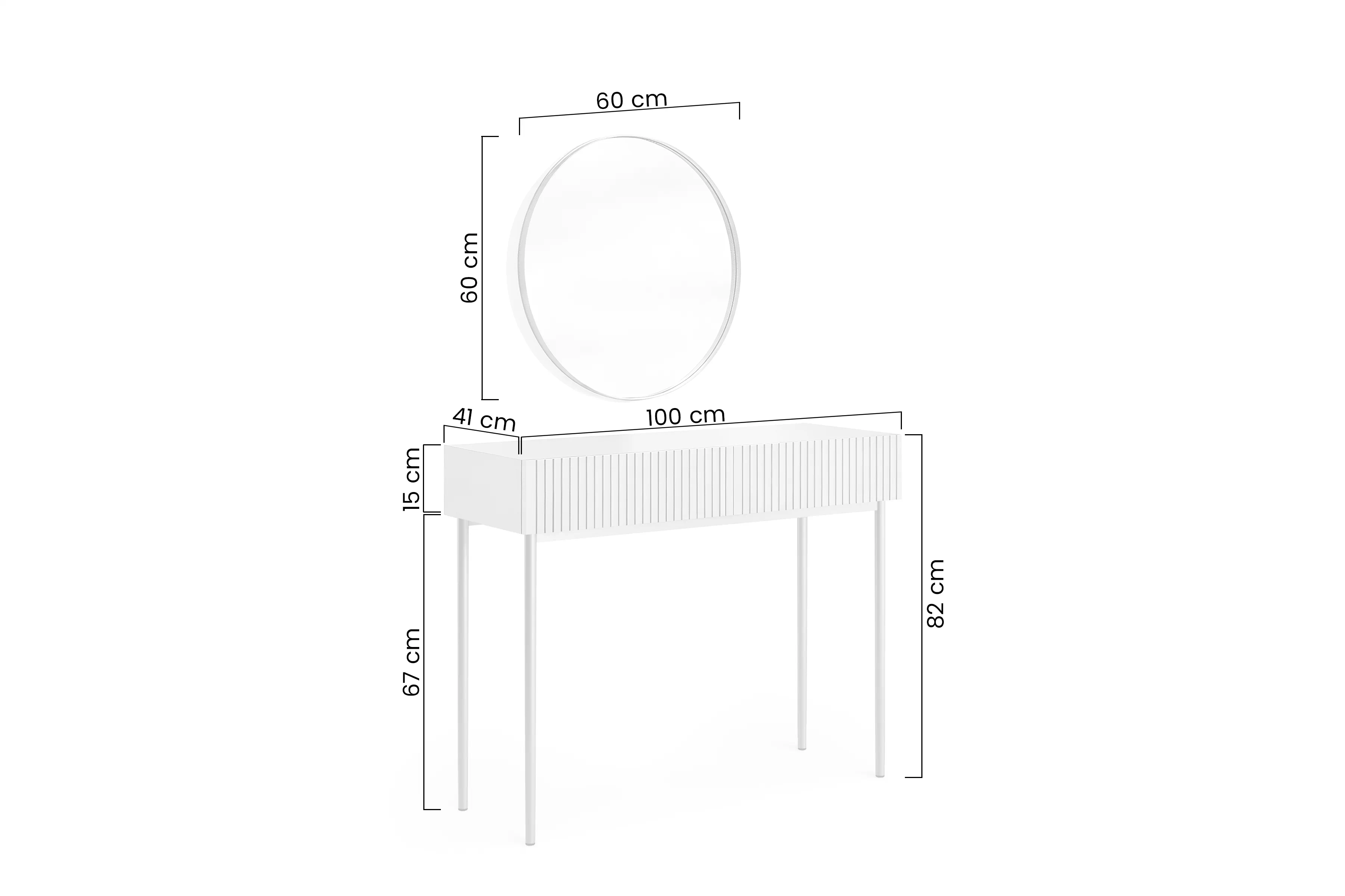 Toaletný stolík Nicole ze zlotym zrkadlom 60 cm - Čierny mat / zlote nozki