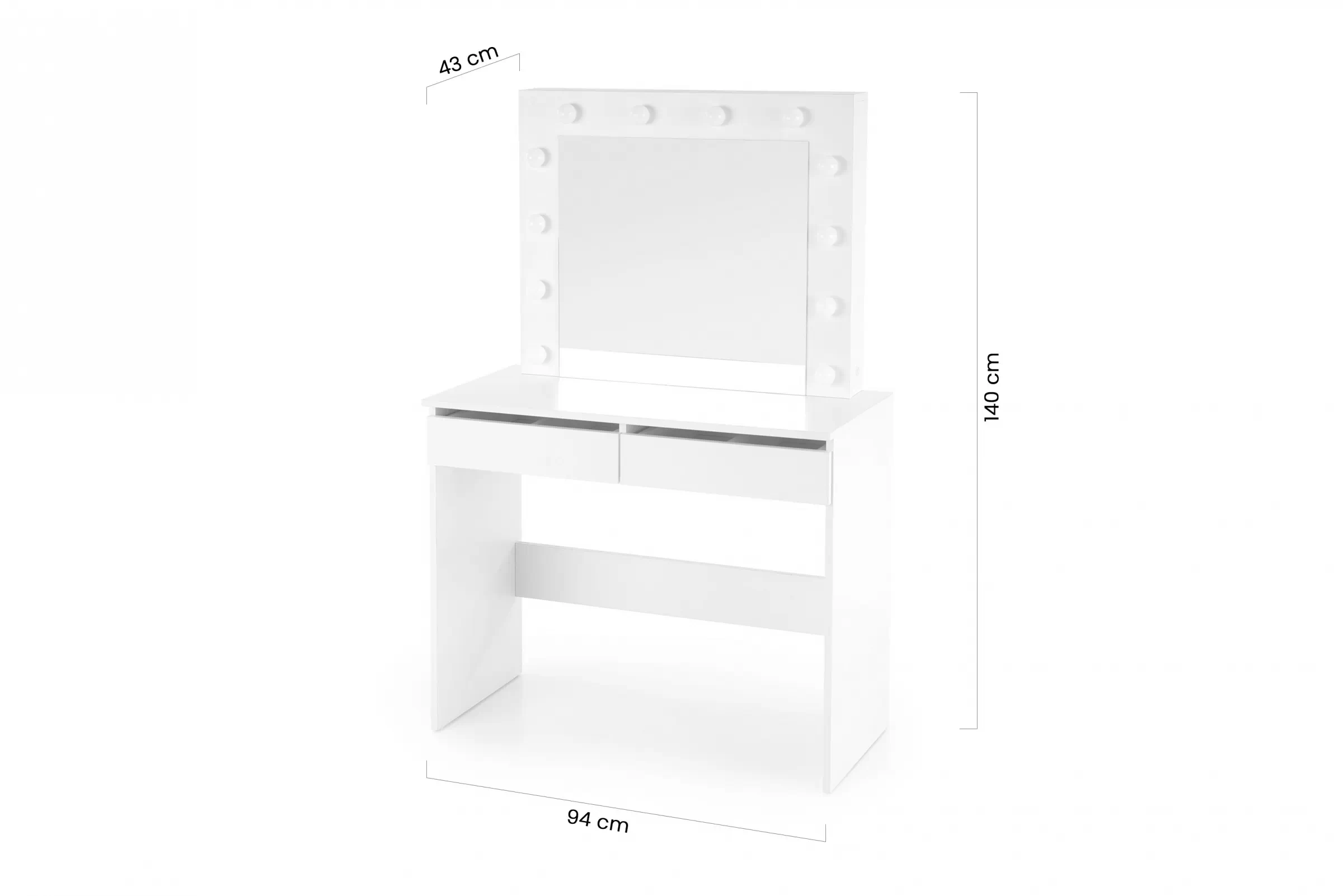 Toaletný stolík Velinio 95 cm - Biely