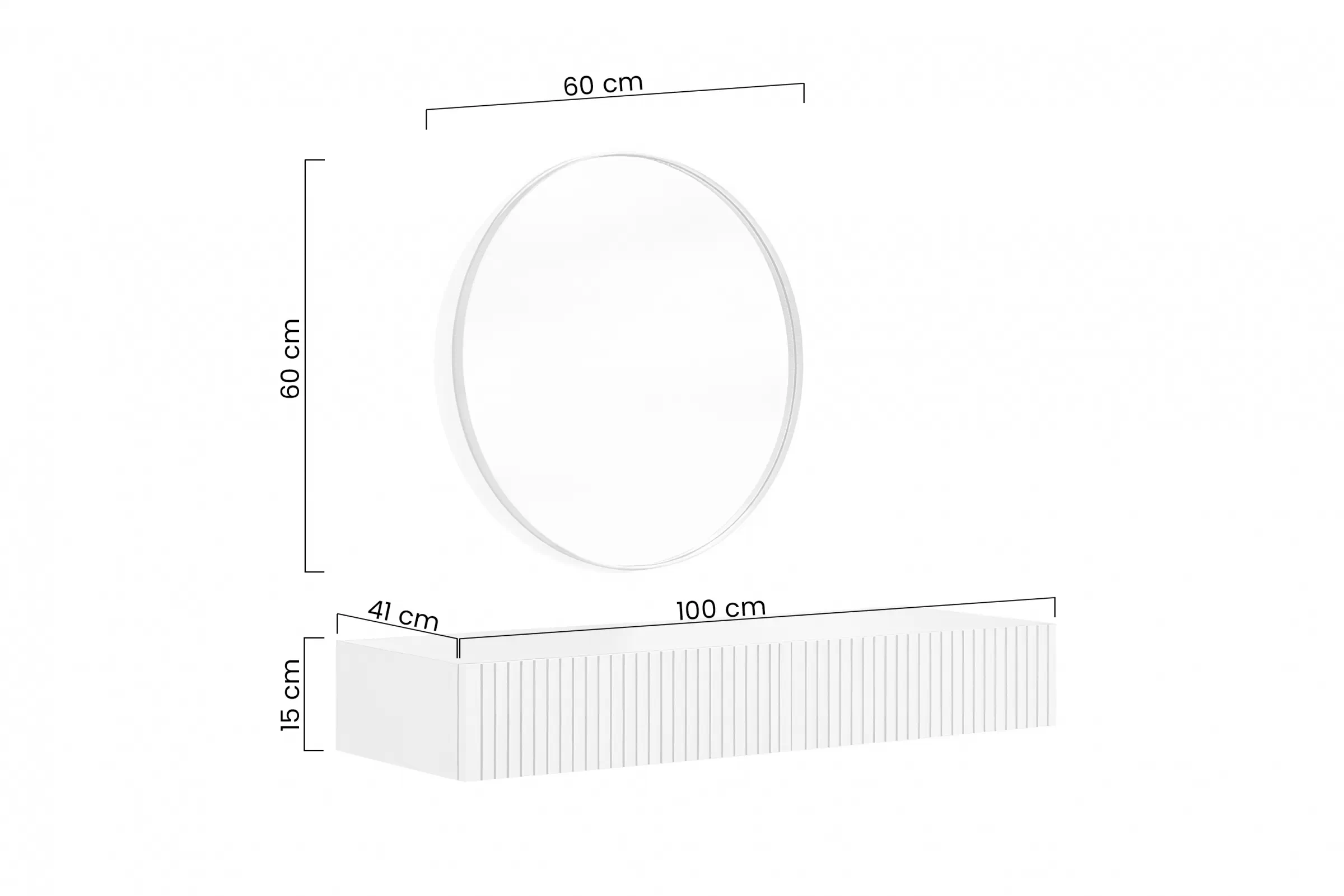 Toaletný stolík závesná Nicole z čiernym zrkadlom 60 cm - biely mat