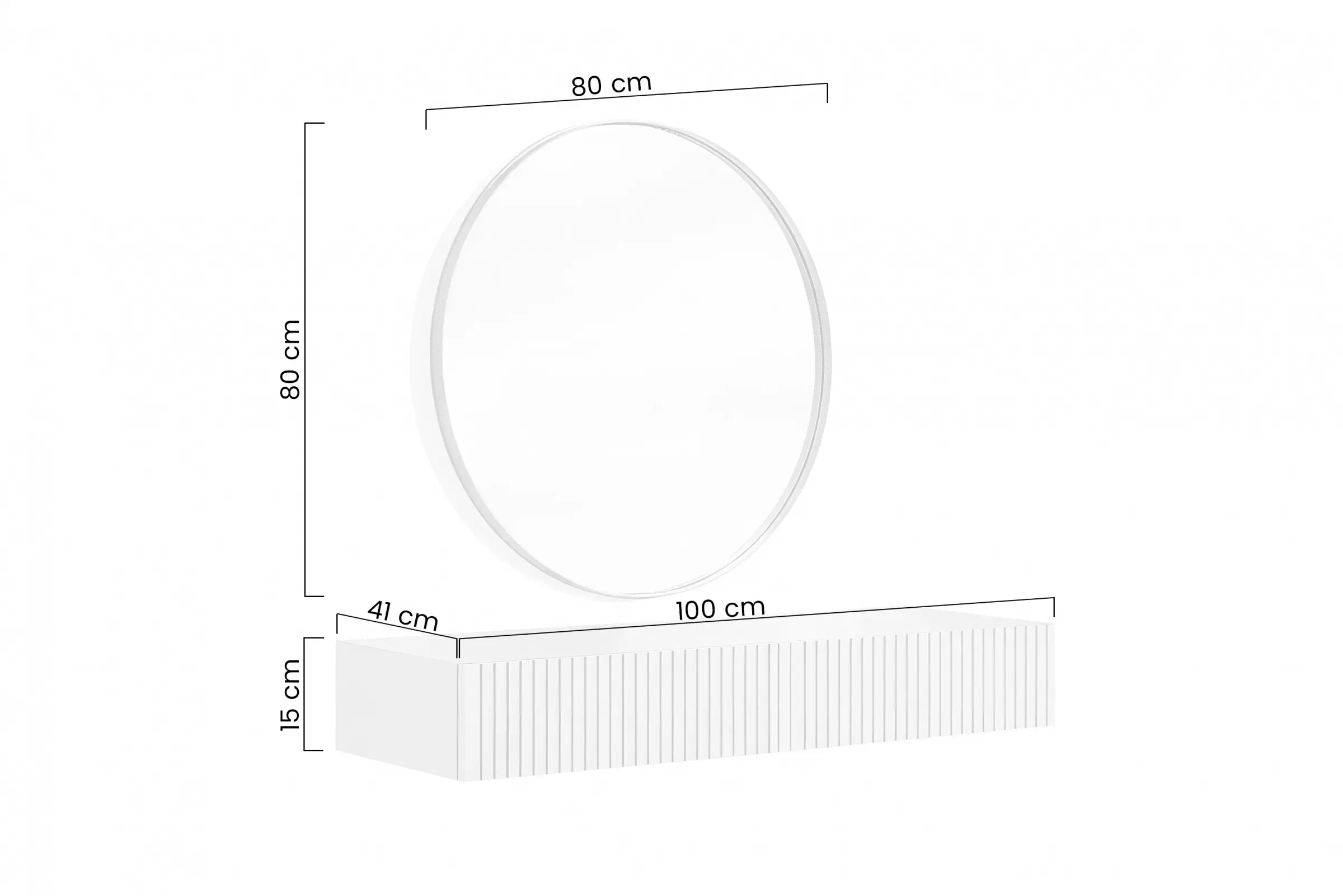 Toaletný stolík závesná Nicole ze zlotym zrkadlom 80 cm - biely mat
