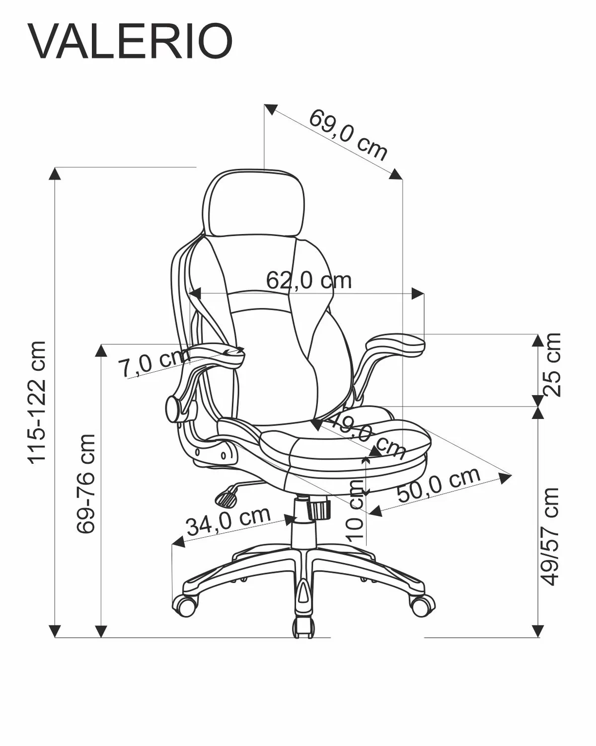 valerio Kreslo kancelárske Čierny / Popolový (1p=1szt)