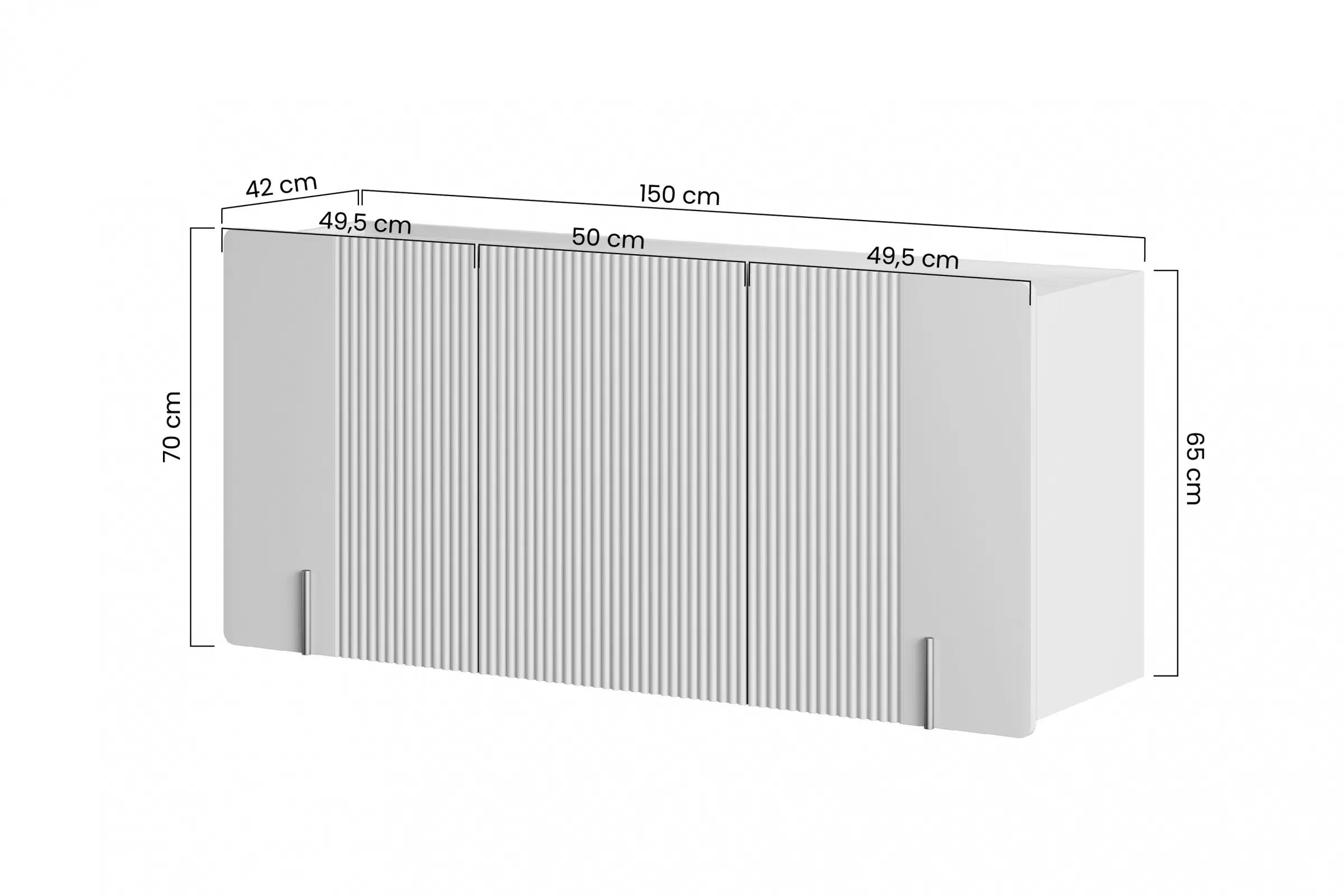 závesná Komoda trojdverová Malmi 150 cm - kašmír / crema bianca / zlote elementy