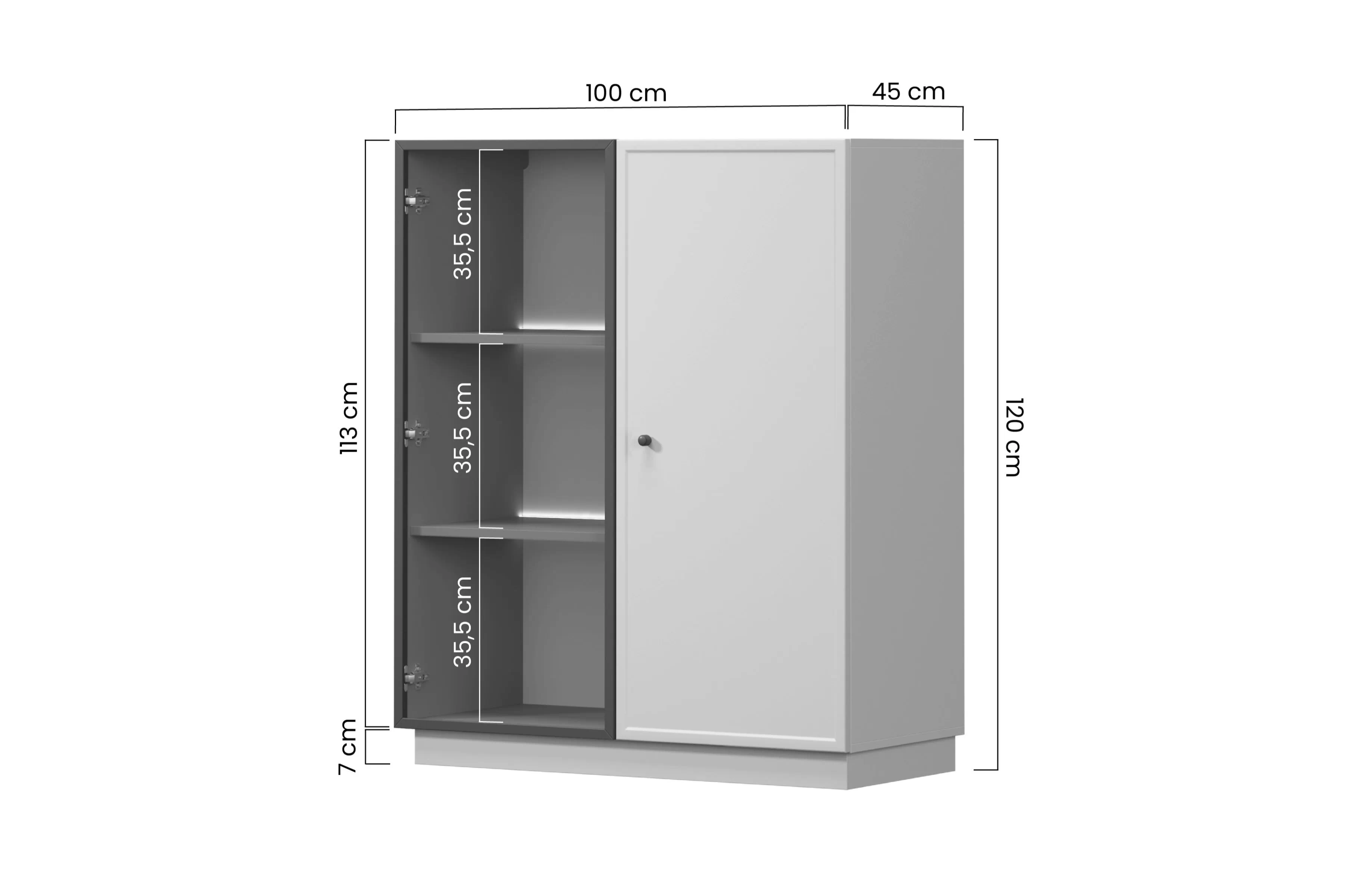 Vitrína Lorini do obývacej izby 100 cm - kašmír / Čierny Úchytka T-bar