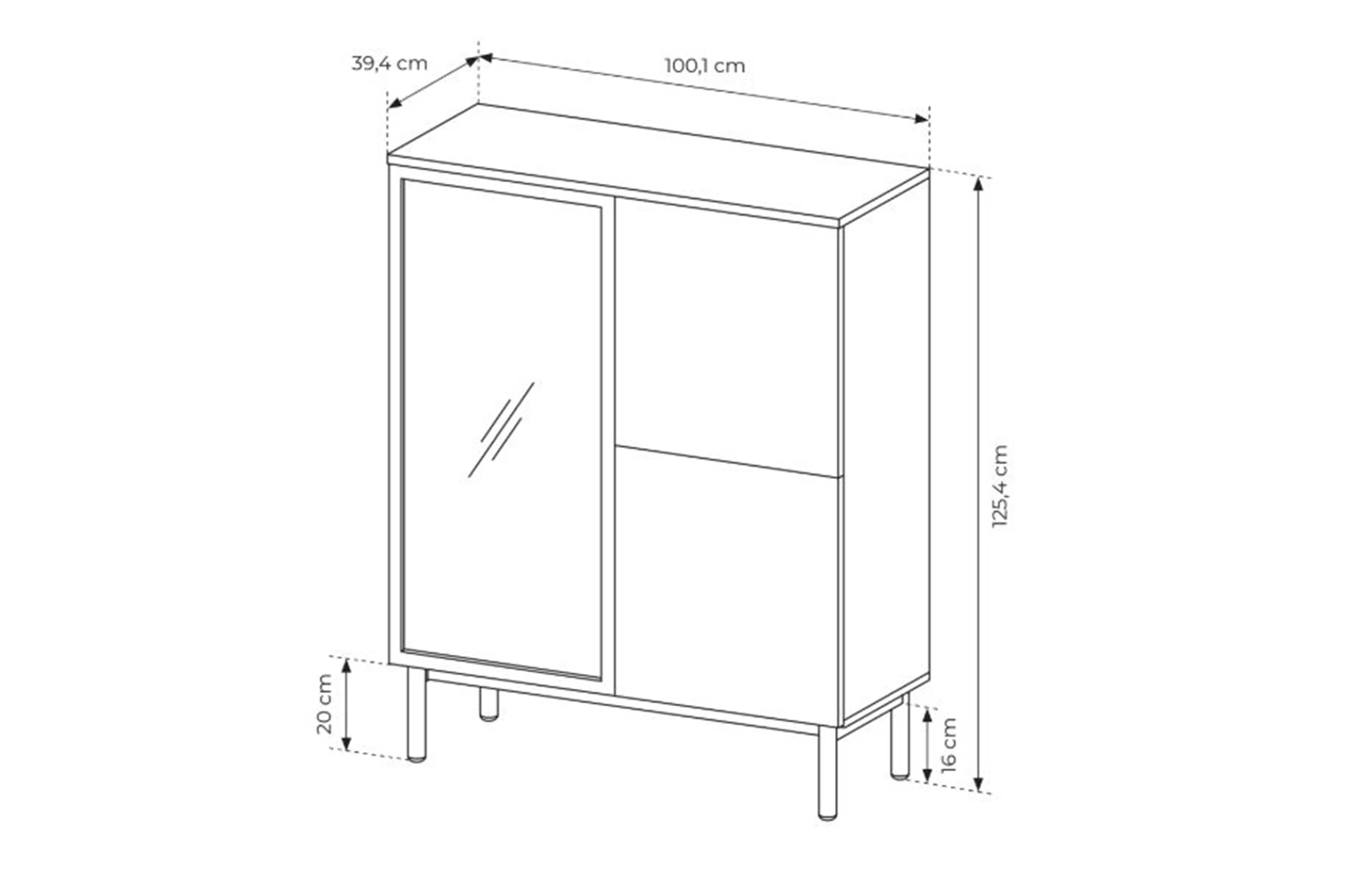 Vitrína nízka Noro 100 cm s osvetlením LED - Dub evoke / Čierny