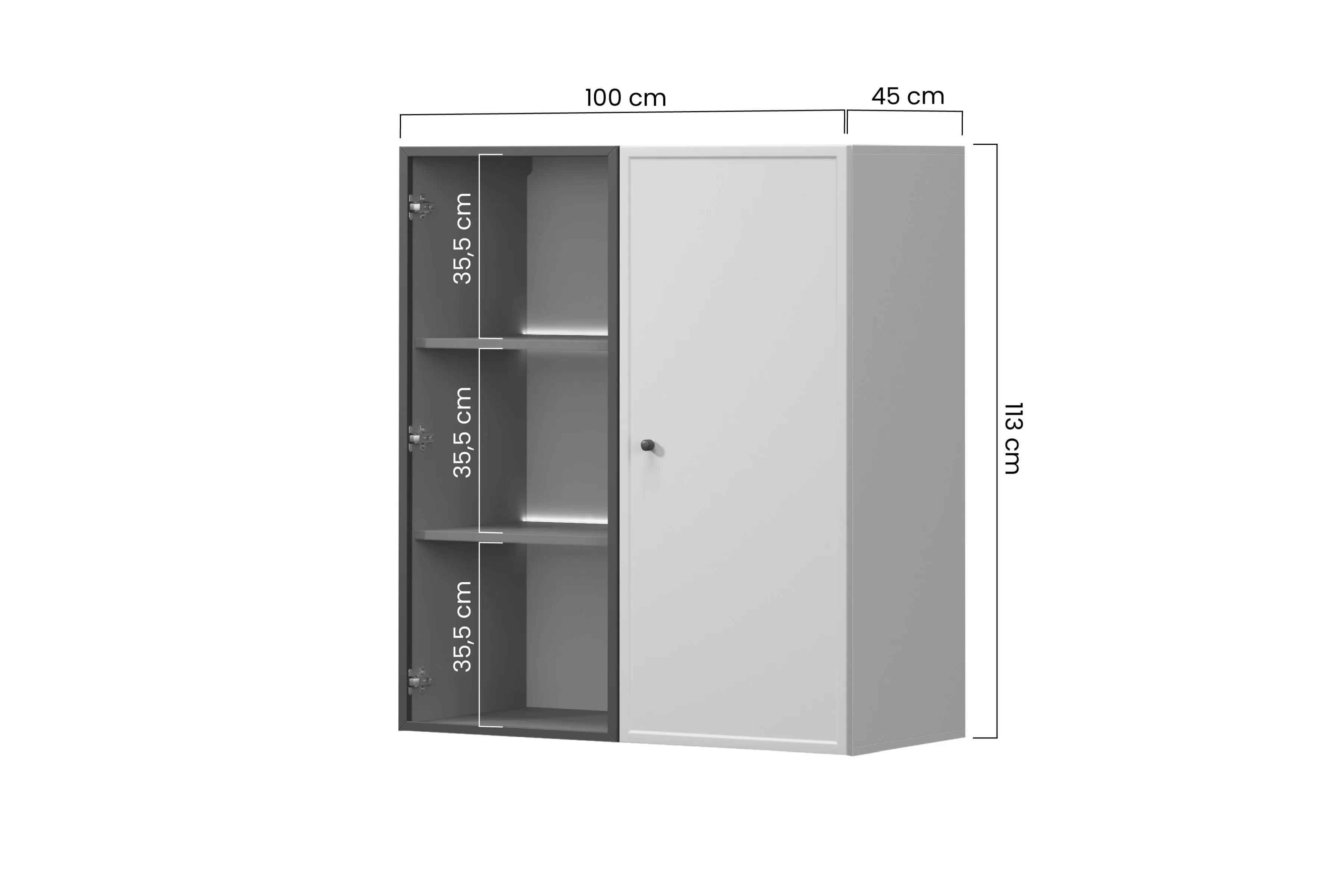 Vitrína závesná Lorini do obývacej izby 100 cm - kašmír / Čierny Úchytka T-bar