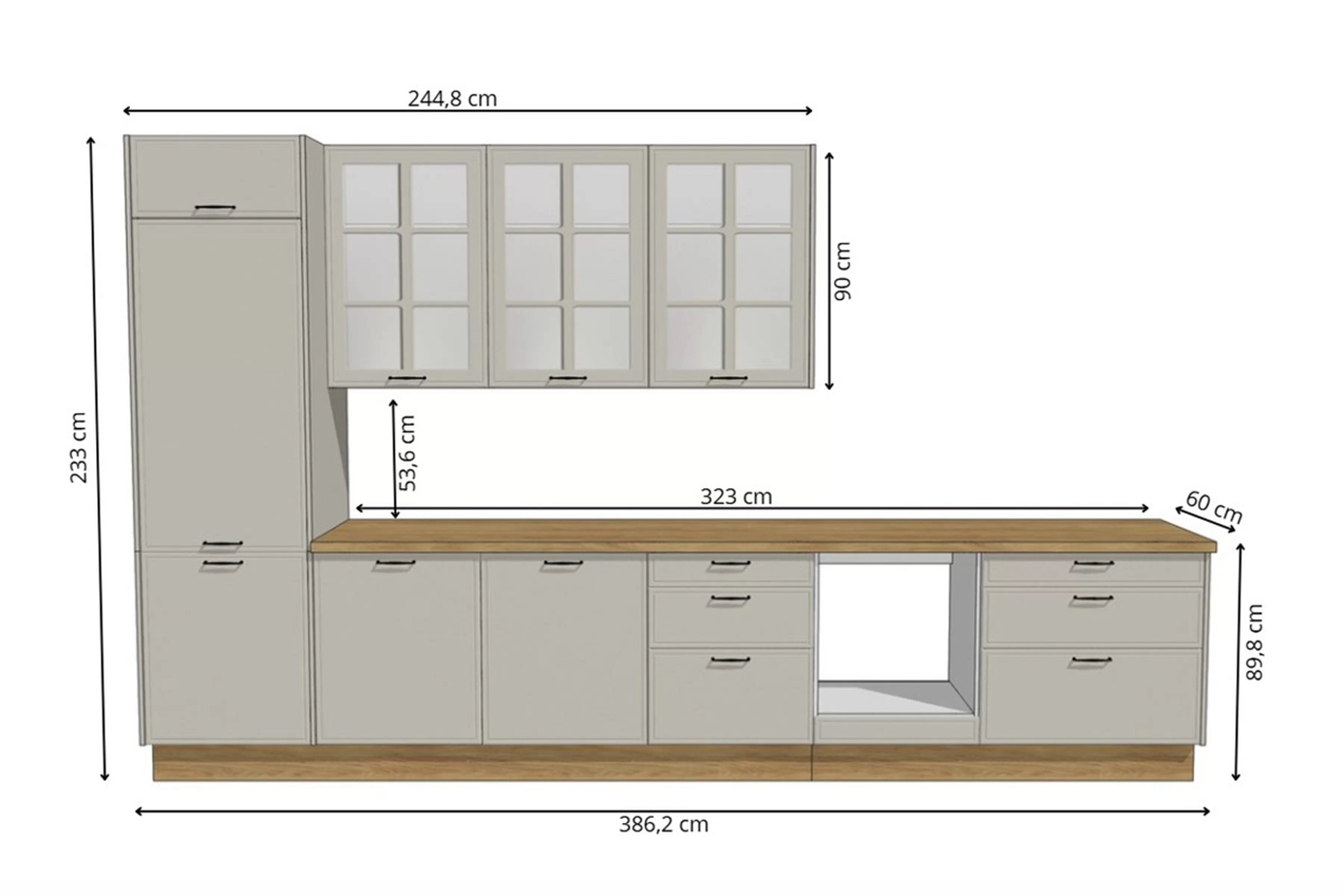 Komplet nábytku kuchynského Kammono F 386 cm - skalny 